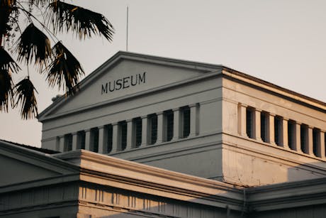 museum stock sunset