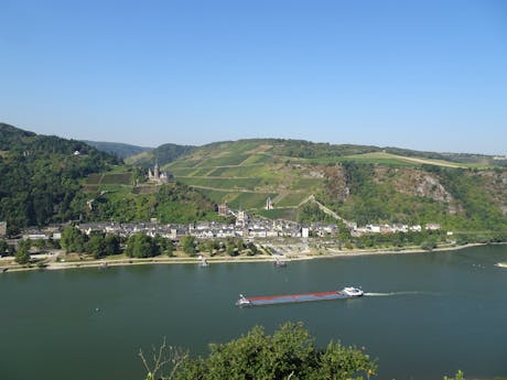 Rheinsteig Blik op de Rijn bij Bacharach
