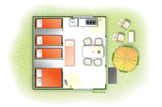 Bungalowtent Blue plattegrond