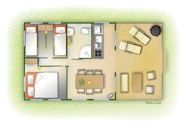 Safaritent Ecru plattegrond model 1