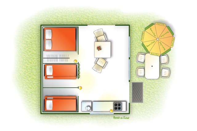 Plattegrond Bugalowtent Green