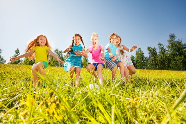 Kinderen in het gras