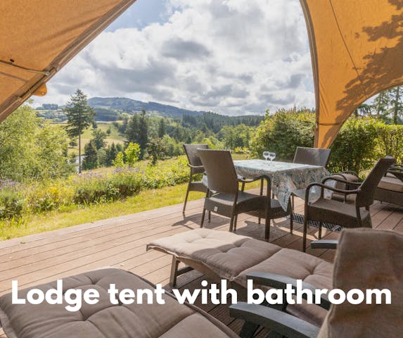 Tile lodge tent with bathroom